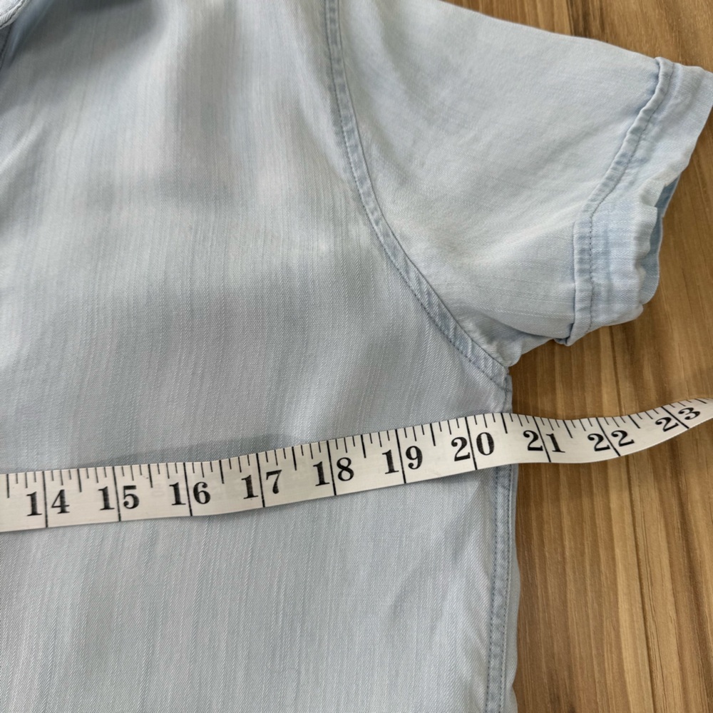 Rails Vintage Wash Chambray Short Sleeve Shirt Dress Lace Up Front Coastal S - Picture 13 of 14